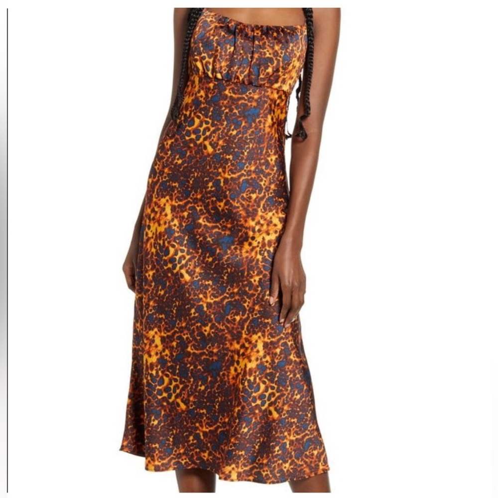 Wayf Vibrant Print Dress midi medium satin - Picture 2 of 7